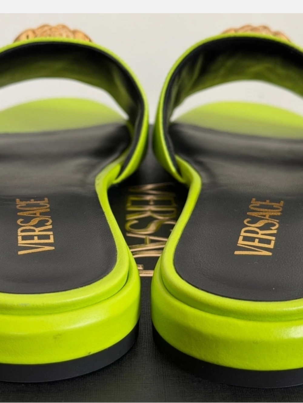 Autentic Versace Neon Yellow-Green Medusa Slide Mules - Picture 11 of 13
